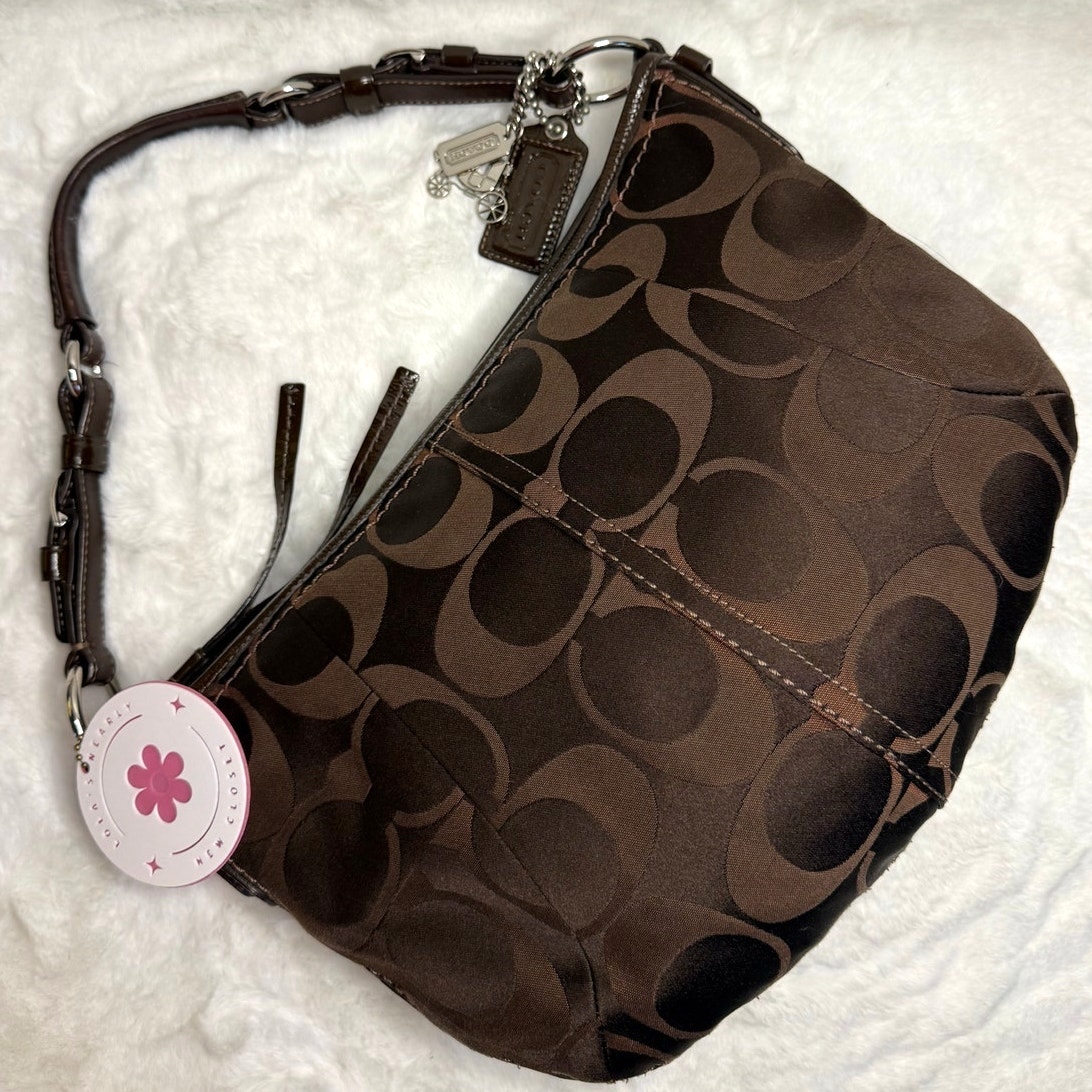 Y2k Coach 12675 Brown Signature Hobo Shoulder Bag